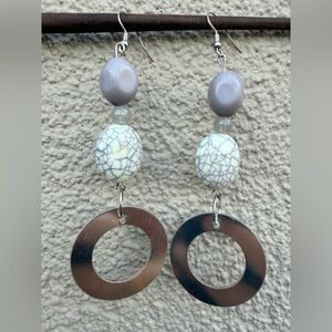 Chic Silver and Gray Dangle Earrings